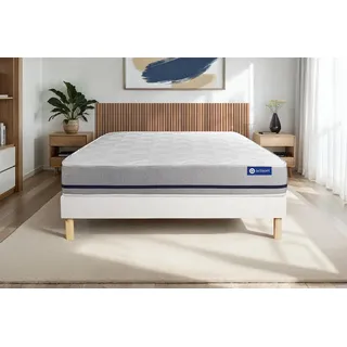 Actiflex soft matratze 140x220cm + Bettgestell mit lattenrost , Härtegrad 3 , Taschenfederkern , Höhe : 20 cm - Weiß
