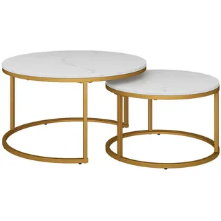 Vicco Couchtisch Montreal Weiß Gold 77 x 40 cm Wohnzimmertisch 2er-Set