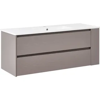 BELIANI Waschtischunterschrank mit Waschbecken Taupe aus MDF 120 cm mit Regal Modernes Design für Badezimmer - Beige, Weiß