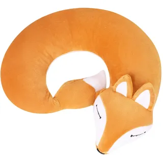 Nackenkissen U-Förmig Nackenhörnchen Fuchs Reisekissen Ergonomisch Kopfstützenkissen Orthopädisch Kopfstütze Halskissen Kinder Erwachsene Nackenstütze Kissen Flauschig Kopfkissen Auto Flugzeug Büro