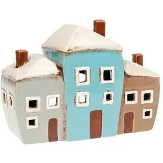 Village Pottery Kleiner Teelichthalter für DREI Häuser