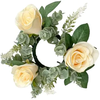 perfk Stumpenkerzenringe, Kranz, Künstliche Blumenkerzenkranz,Kerzenring Weihnachten,Kerzenring für Thanksgiving, Weihnachten,Festival, Café, Sekt