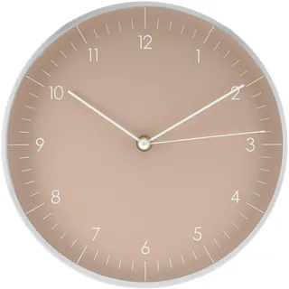 LUUK LIFESTYLE Moderne Quarz Wanduhr in skandinavischem Design mit geräuschlosem Uhrwerk, Sekundenzeiger und arabischen Ziffern, in beige und Silber