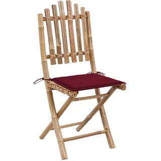 vidaXL Klappbare Gartenstühle 2 Stk. mit Kissen Bambus - Rot