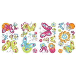 RoomMates Schmetterlinge Wandsticker, Mehrfarbig, Vinyl, Wasserdicht, Kindlich, 26 Stück