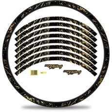 Finest Folia 16-teiliges Set Felgenrandaufkleber Sticker für Fahrrad Felgen im Racing Design Komplett Set für 27" 29" für Rennrad Mountainbike MTB Laufrad RX025 (Gold Metallic, Matt)