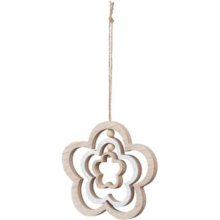 levandeo Deko Blume Mobile H15cm Windspiel MDF Holz Natur Weiß Holzblume Hängedeko Deko-Anhänger