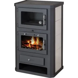Kaminofen mit Backfach+Herdplatte Victoria Comfort KF Kachel schwarz– 9,51kW - Schwarz