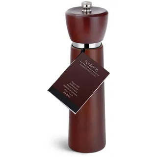 TLYSXPRO Pfeffermühle aus Holz – Nachfüllbare Salzmühle mit einstellbarem Keramikmahlwerk – Manuelle Pfefferstreuer aus Buchenholz – Höhe 21 cm – Esskastanien