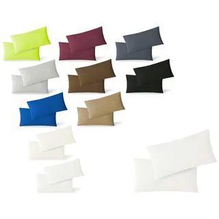 EXKLUSIV HEIMTEXTIL Jersey Kissenbezug Hülle 2 Sparpack Set mit Reißverschluss hochwertige Qualität 40 x 80 cm Weiss