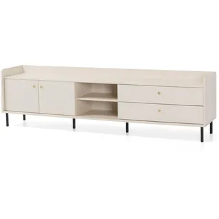Beautysofa Lowboard Gloria mit 2 Schubalden und 2 Türen , Beige , Metall , 210x59x42 cm , Wohnzimmer, TV Möbel, Lowboards, Lowboards stehend