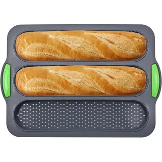 Hochwertige Baguette-Backform aus Silikon, speziell zum Ausrollen von Brot, Baguettes, Hotdogs usw. entwickelt. Das einzigartige Wellenrillendesign eignet sich perfekt zum Backen von Baguetteblechen