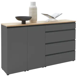 Dieter Knoll Sideboard , Grau, Eichefarben , Holz, Holzwerkstoff , Balkeneiche , furniert , 3 Fächer , 4 Schublade(n) Schubladen , 180x102x41 cm , erweiterbar, Typenauswahl, Beimöbel erhältlich, stehend , Kleinmöbel, Kommoden, Sideboards