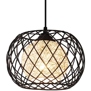 WOWEWA LED Retro Vintage Industrie Hängelampe Moderne Pendelleuchte Schwarz Metall Deckenleuchte E27, wohnzimmer für Innen,Restaurant,Cafe,Bar,Küche,Kinderzimmer
