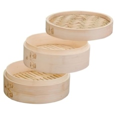 Ibili Dampfgarer-Set, Bambus, braun, 20 cm, 3-Einheiten