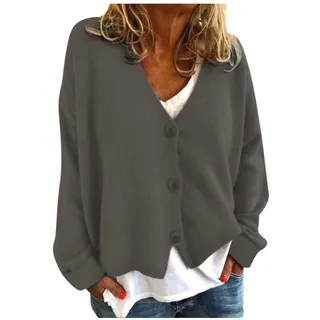 Damen Strickjacke Kurz Langarm Knopfleiste Strickmantel Cardigan mit knöpfen Casual Damenstrickjacke Strickjacke Einfarbig Mode Damen Grobstrick Strickcardigan Strickjacken Pullover