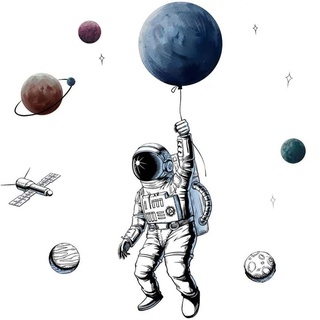 WandSticker4U®- XXL Wandtattoo ASTRONAUT FLIEGT I Wandbild: 84x125 cm I Wandsticker Kinderzimmer Junge Planeten Weltall Mond I Wand Aufkleber Jungen Teenager Jugendzimmer Deko COOL