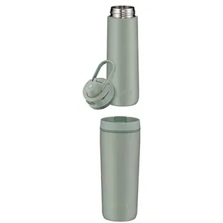 THERMOS GUARDIAN BOTTLE 0,70 l, matcha green, Thermosflasche, 18 h kalt, Tragegriff, Tracker + THERMOS GUARDIAN MUG 0,50 l, Thermosbecher, matcha green, Edelstahl-Kaffeebecher, 5 h heiß / 14 h kalt