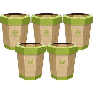 5-Pack Karton-Mülleimer (12L) Wiederverwendbar, Faltbar, Recycelbar, Plastikfrei- Papierkorb & Nottoilette für Kinder im Freien, Abfalleimer Klein für Büro, Kinderzimmer für Jungen/Mädchen & Unterwegs