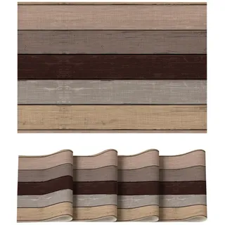 Artoid Mode Braun Holz Rustikal Herbst PVC Platzsets 4er Set, 30x45cm Tischsets Schmutzabweisend Hitzebeständig Platzdeckchen Küche Deko