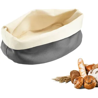 Westmark Brottasche Oval – Stoff-Brotkorb für Brot, Brötchen, Gebäck & Obst – Moderne Brotaufbewahrung aus Baumwolle – Anthrazit/Beige, 25 x 18 cm
