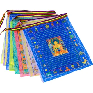 Tibetische, buddhistische Gebetsfahnen (40 Stück) für den Außenbereich, Meditationsfahnen, traditionelle fünf Elemente, Satin, Windpferd, Lungta-Gebetsfahnen, 27,9 x 35,6 cm