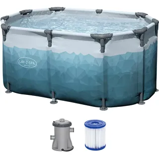 Bestway Lay-Z-SPA Eisbad Glacial Dip, 150 x 90 x 65 cm, 431 Liter, Polar-Shield, TriTech-Material, Filterpumpe, Abdeckplane, Eismuster, Stahlrahmen, GS-Zertifiziert, DEKRA