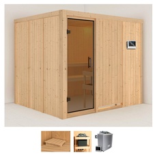 Bild Sauna »Gitte«, (Set), 9-kW-Ofen mit externer Steuerung beige