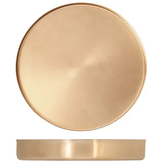 H&H Tablett aus Edelstahl, rund, Gold, 32 cm
