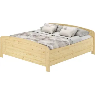Erst-Holz Seniorenbett extra hoch 180x200 Doppelbett Holzbett Massivholz Kiefer Zubehör wählbar V-60.44-18ohne Zubehör - Naturbelassen