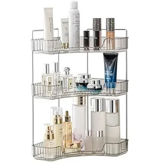 Make up Organizer, Kosmetik Organizer, Beauty Organizer, Hautpflege Organizer für Bad Schminktisch (3 Schichten, Grau)
