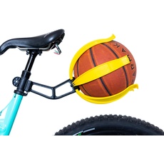 KIK BALL, Fahrrad-Ballhalter, Sicherheitsgerät für Kinder und Jugendliche, einfache Montage, geeignet für Fußball, Basketball, Rugby, Gelb
