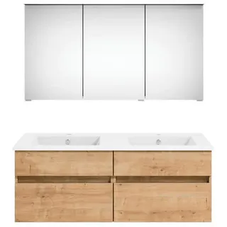 Puris Badezimmer , Eichefarben , Holzwerkstoff , 2 Schubladen , 120 cm , Goldenes M, Made in Germany , hängend , Badezimmer, Badmöbelsets & Badmöbelserien, Badmöbel-Sets