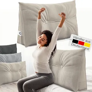 Eloneo Rückenkissen – Keilkissen fürs Bett & Sofa, abnehmbarer Bezug, praktisches Seitenfach Handy Kissen 1 St