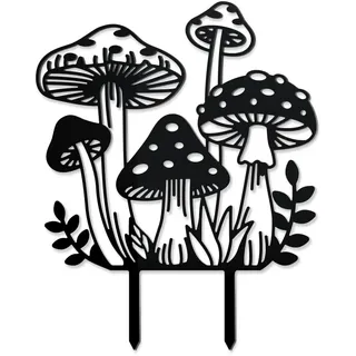 WADORN Pilz Metall Outdoor Statuen Silhouette Lustiger Pilz Dekorative Gartenstecker Aus Metall Pilz Und Gras Silhouette Ornament Geschenk Für Garten Hinterhof Terrasse Rasen Outdoor