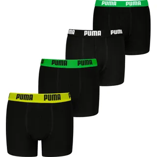 Puma Boxershorts PUMA "Boxershort Everyday Basic Boxers ECOM", 4P 4er Pack", Jungen, Gr. 146/152, schwarz (schwarz, grün), Obermaterial: 95% Baumwolle, 5% Elasthan, EL., Unterhosen Boxershorts,