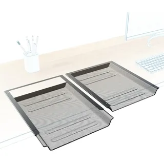 KD Essentials – 2× Schublade unter Schreibtisch, verstaut A4-Dokumente/Büroartikel unsichtbar unter dem Tisch, Unterbau Schubfach als Organizer/Ablage im Büro/Home Office – Zweier-Set, Metall, schwarz