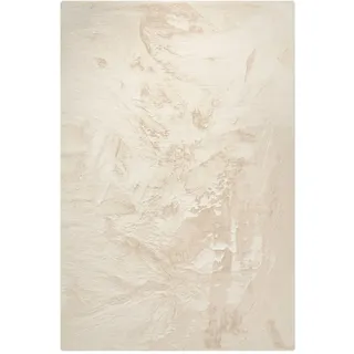 benuta nest Kunstfell-Teppich, Creme, Textil, Beton Optik, Rechteckig, 80x150 cm, Gots, wasserabweisend, Teppiche & Böden, Teppiche