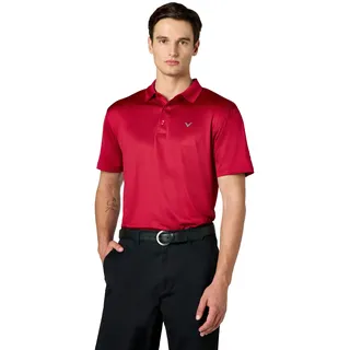 Callaway Herren Golf-Poloshirt, feine Linie, gestreift, kurzärmelig, Rot - Tango Red