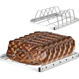 Ceriselle Spareribs Halter Grill, Edelstahl Rippchenhalter für Grillen & Smoking, Grill Zubehör für Gasgrill, Kohlegrill, Outdoorküche & Barbecue