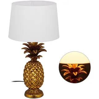 Relaxdays Tischlampe Ananas Gold