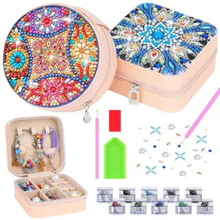 Hysagtek Diamond Painting Schmuckkästchen, 2 Stück Diamond Painting Erwachsene, Kreativset Basteln Geschenke für Geburtstage, Weihnachten