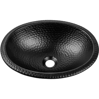 Monarch Abode 19103 Hand Hammered Matte Black Drop-In Bathroom Vanity Sink (17 inches) Handgehämmertes mattschwarzes ovales Waschbecken (43,2 cm)