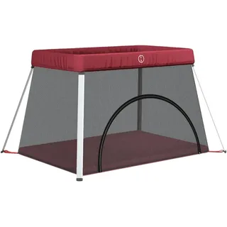 vidaXL Baby-Laufstall mit Matratze Rot Leinenstoff - Rot