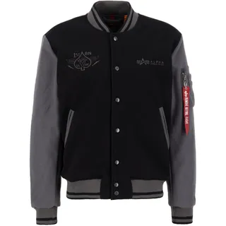 Bomberjacke ALPHA INDUSTRIES "Varsity Air Force Jacket", Herren, Gr. S, schwarz, Obermaterial: 100% Polyester, Jacken Bomberjacke
