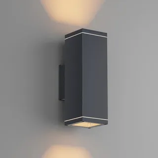Klighten Wandleuchten GU10 Außen/Innen, IP65 Up and Down Leuchten Aussen, Aluminium Aussenleuchte Außenlampe, Wandlampe für Eingang Terrasse Korridor, 26 x 13 cm, ohne Leuchtmittel, Schwarz