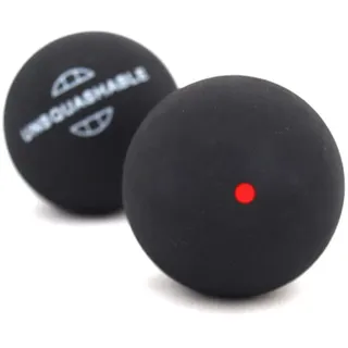 Unsquahable 382210 Squashbälle (2er Pack)-Schwarz (Roter Punkt)