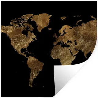 MuchoWow Wandtattoo Weltkarte - Gold - Luxus - Erde - Schwarz 50x50 cm , Kunststoff , 50x50x0.1 cm , Tapeten & Wandverkleidungen, Wandtattoos & Sticker