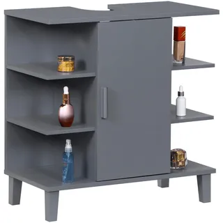 Relaxdays Waschbeckenunterschrank mit Tür 65 x 64 x 31 cm Grau