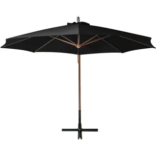 vidaXL Ampelschirm mit Mast Schwarz 3,5x2,9 m Massivholz Tanne - Schwarz